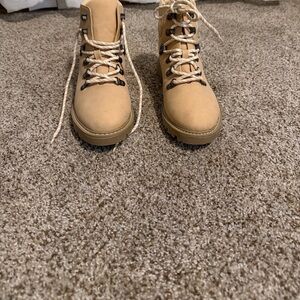 Tan Lace-Up Boots